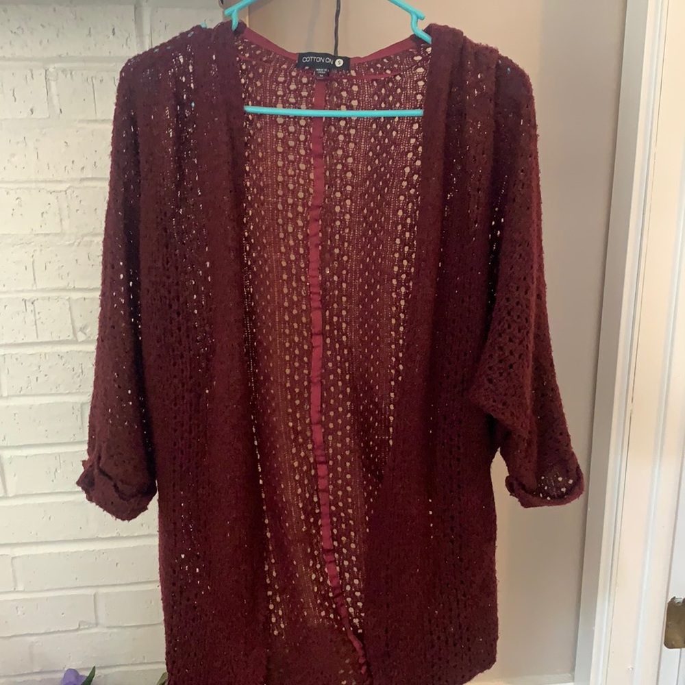 Maroon Cotton On Knit Sweater - Cropped Sleeves